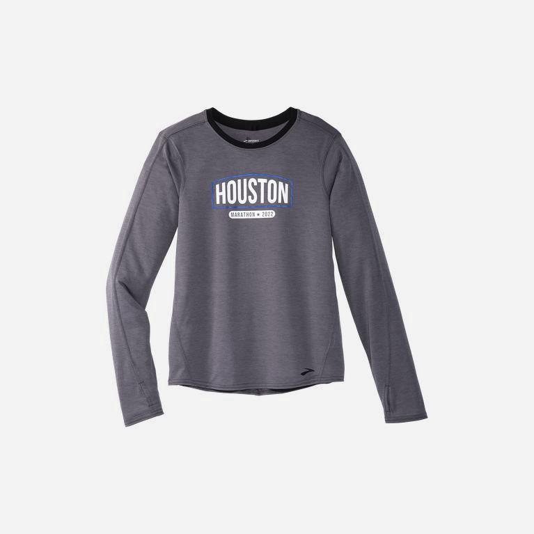 Brooks Houston22 Distance Graphic Ls Australia - Women's Long Sleeve Running Shirt - Shadow Grey/26.